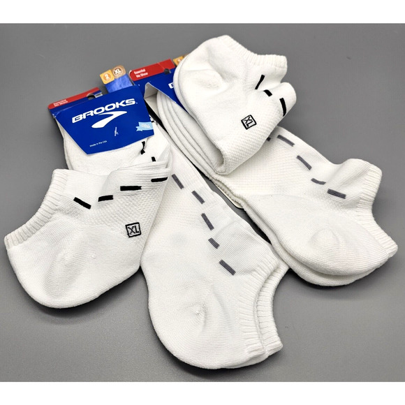 Brooks (2 Packs, 4 Pairs) Men's Size XL (12-15) Running Socks White No Show - Picture 2 of 5